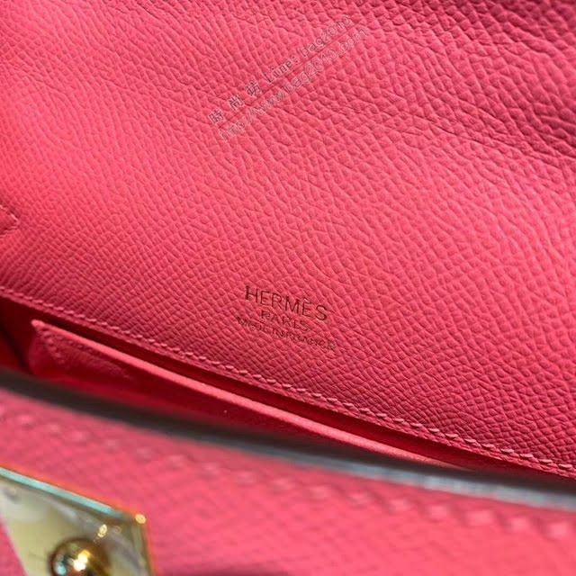 Hermes女包 愛馬仕Kelly pochette一代手包 原廠epsom皮 唇膏粉/金扣 手工蠟線 Hermes手提女包  am1728